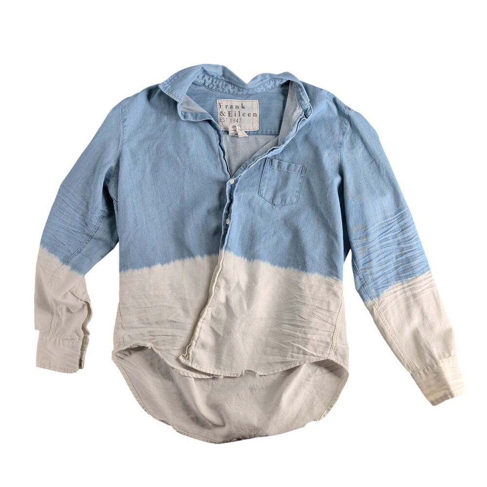 Frank & Eileen Eileen Woven Indigo Dip Dye Button Up Shirt Women's Small